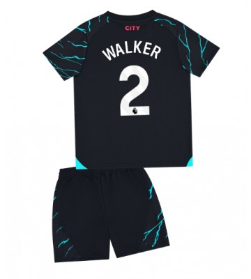 Manchester City Kyle Walker #2 Tredjeställ Barn 2023-24 Kortärmad (+ Korta byxor)